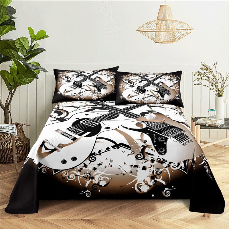 Music Themed Print Bed Flat Bedding Set