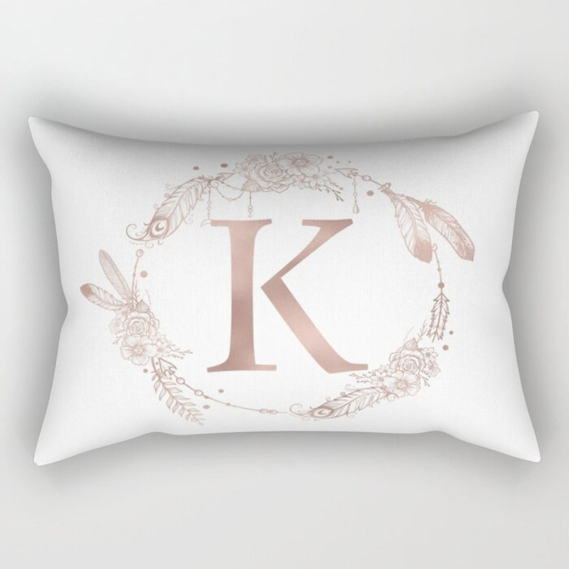 Letter Art Printed Rectangular Pillow Cover