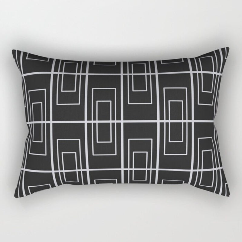 Black And White Printed Rectangular Pillow Cover