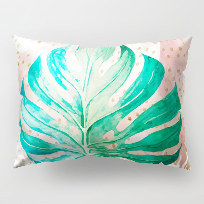 Botanical Leaves Printed Rectangular Pillow Cover