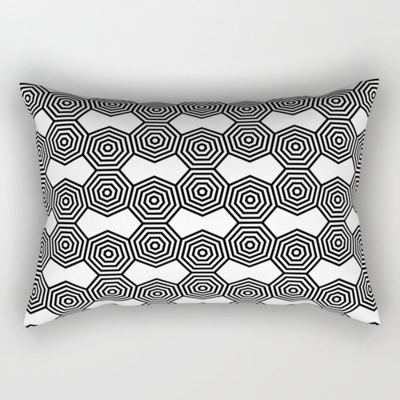 Black And White Printed Rectangular Pillow Cover