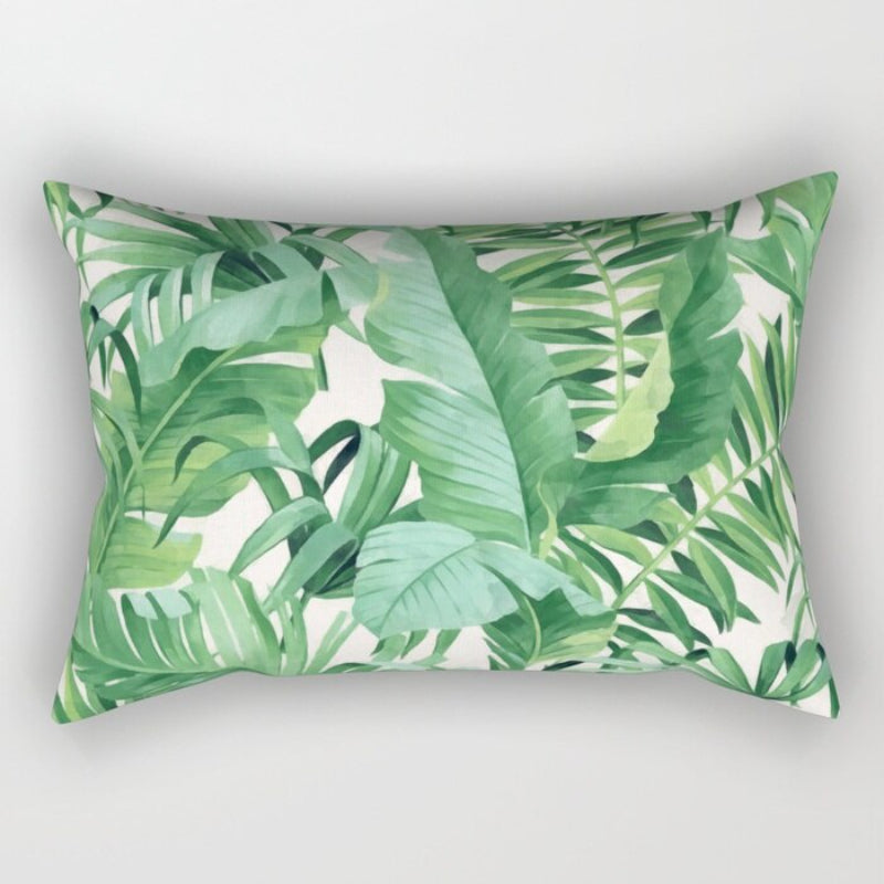 Leaves Printed Rectangular Pillow Cover
