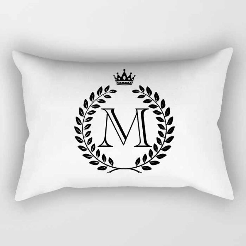 Letters Printed Rectangular Pillow Cover
