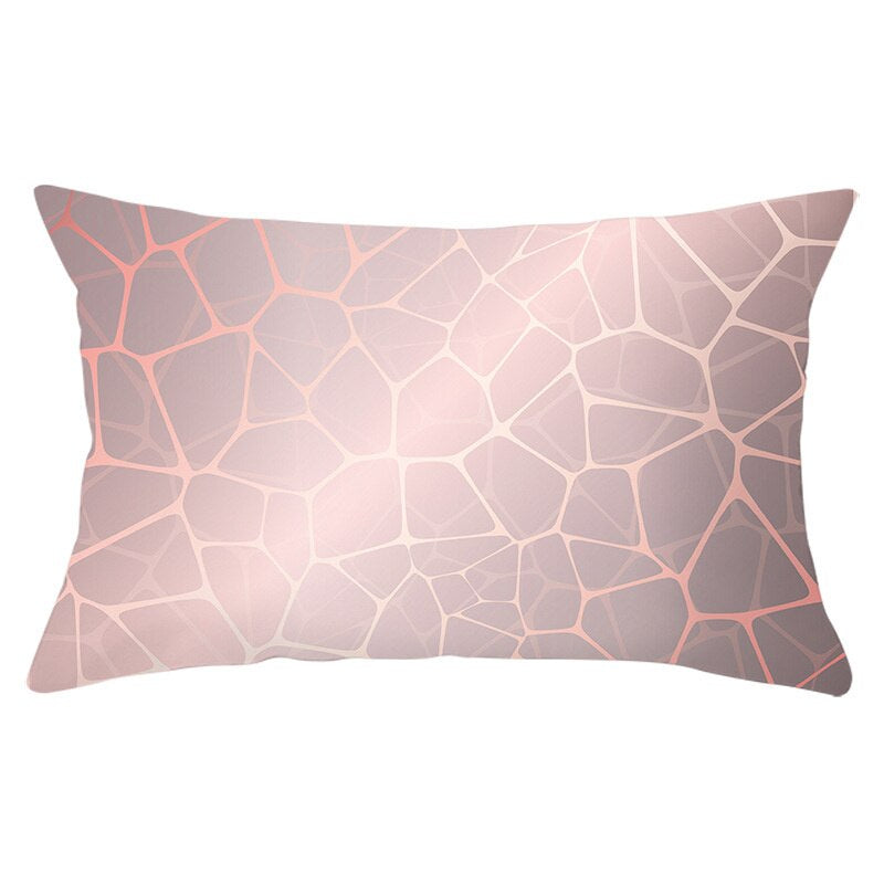 Pink Psychedelic Pattern Printed Rectangular Pillow Cover