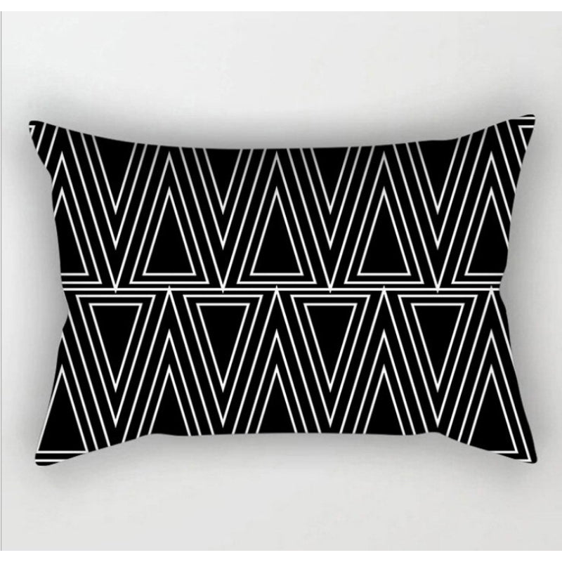 Monochrome Pattern Printed Rectangular Pillow Cover