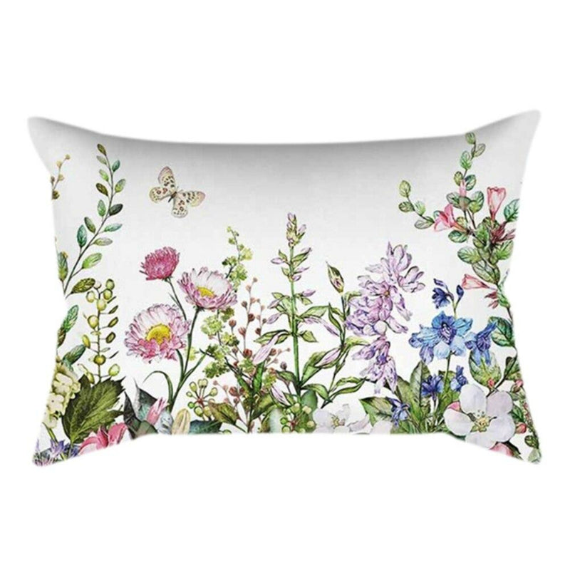 Color Plant Leaf Printed Pillow Cover