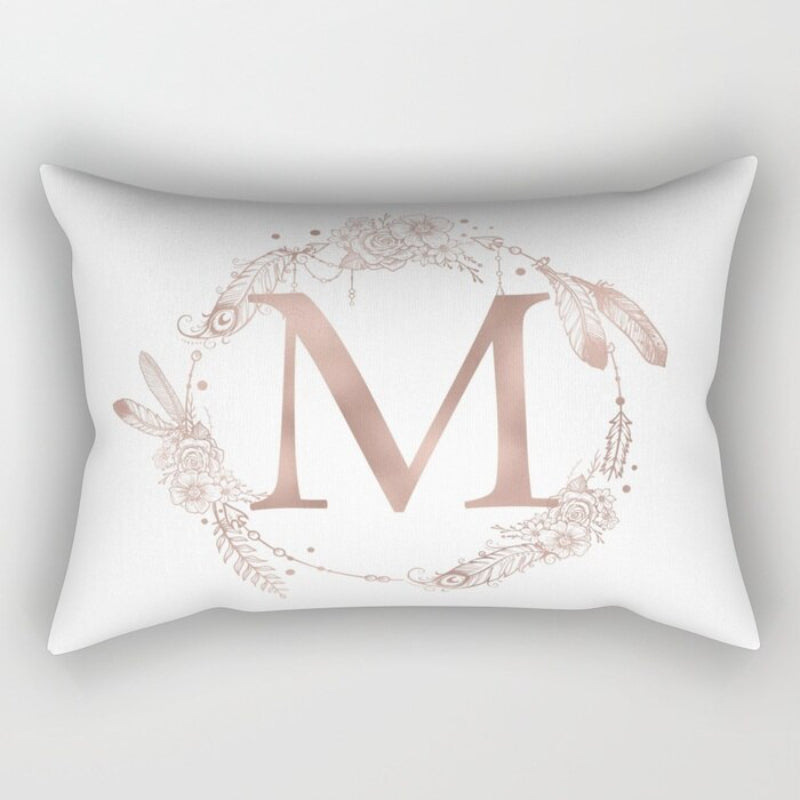 Letter Art Printed Rectangular Pillow Cover