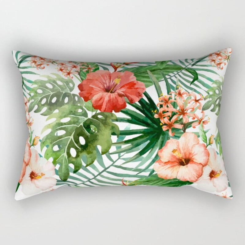 Leaves Printed Rectangular Pillow Cover