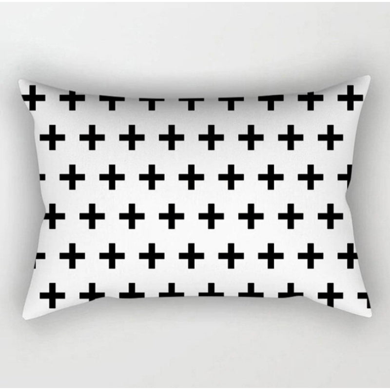 Monochrome Pattern Printed Rectangular Pillow Cover