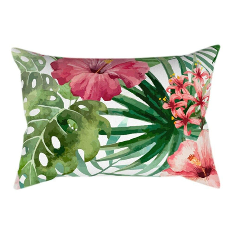 Color Plant Leaf Printed Pillow Cover