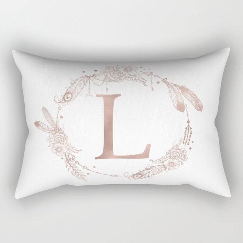 Letter Art Printed Rectangular Pillow Cover