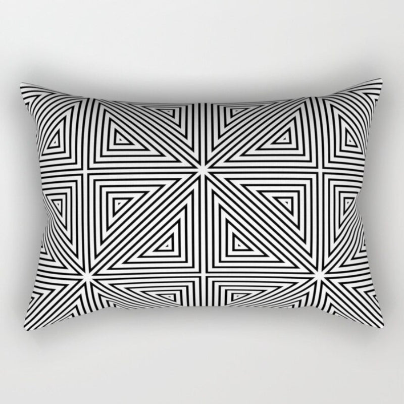Black And White Printed Rectangular Pillow Cover
