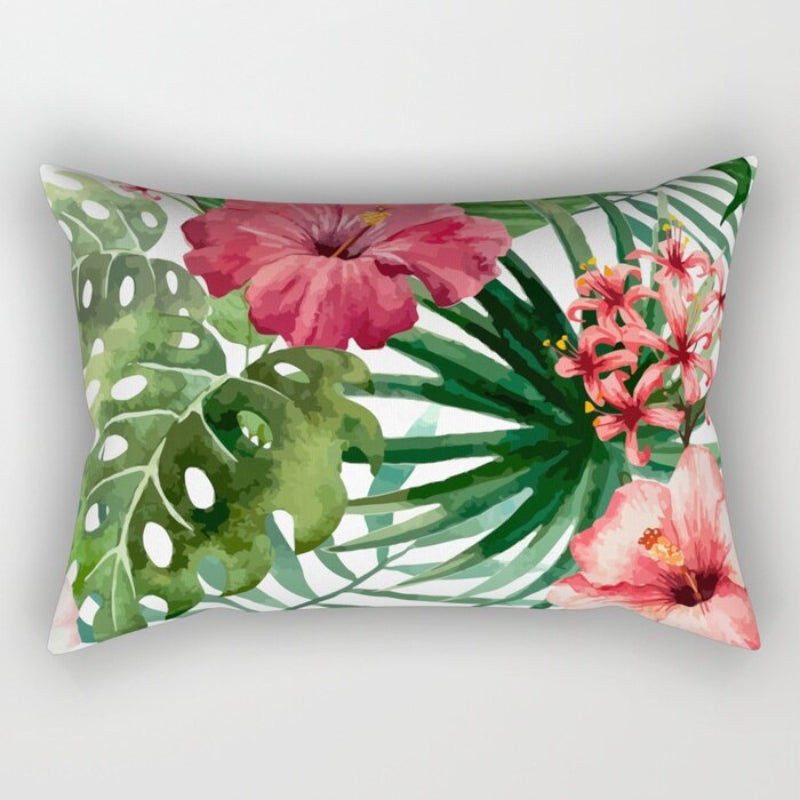 Leaves Printed Rectangular Pillow Cover