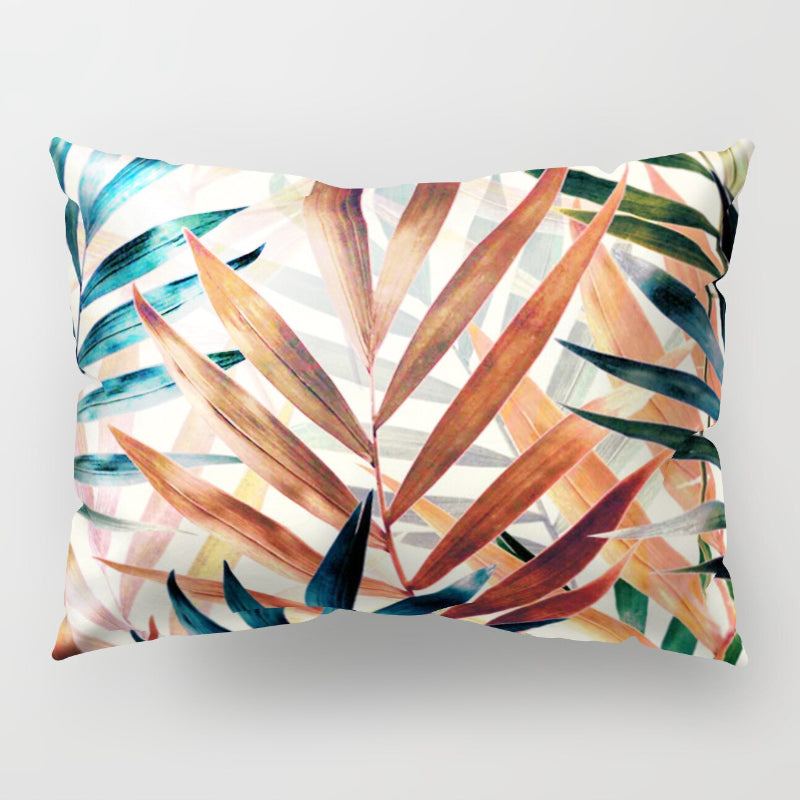 Botanical Leaves Printed Rectangular Pillow Cover