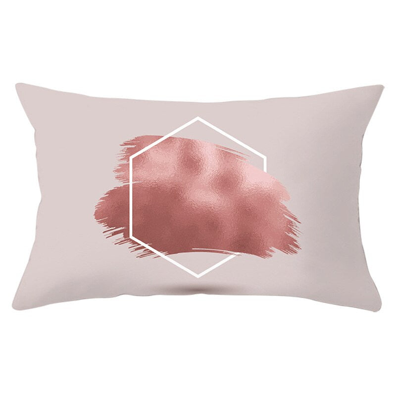 Pink Psychedelic Pattern Printed Rectangular Pillow Cover