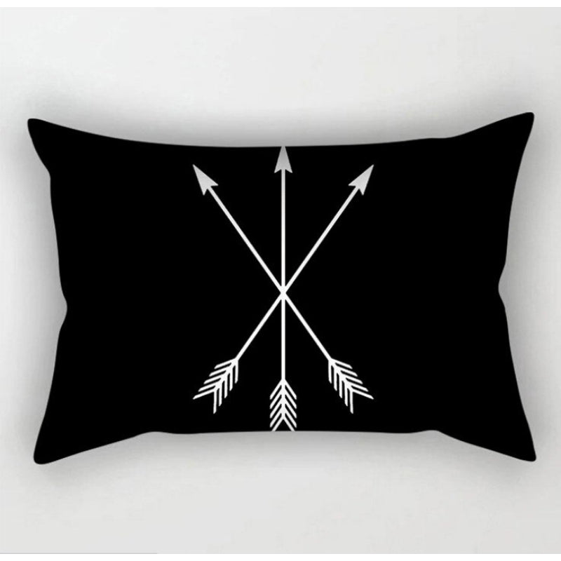 Monochrome Pattern Printed Rectangular Pillow Cover