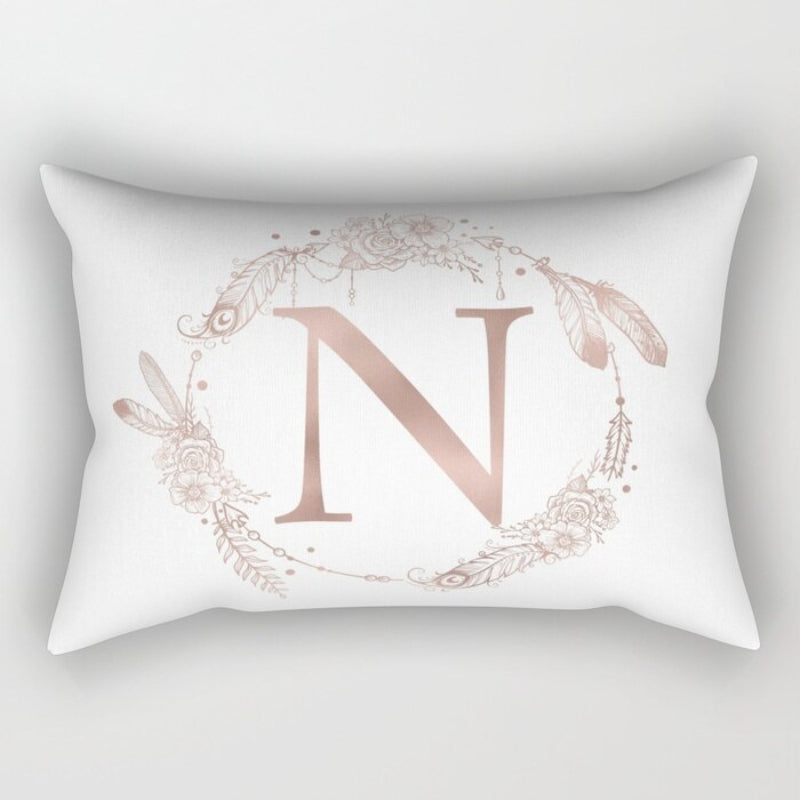 Letter Art Printed Rectangular Pillow Cover