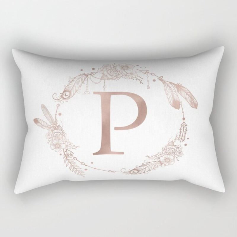 Letter Art Printed Rectangular Pillow Cover