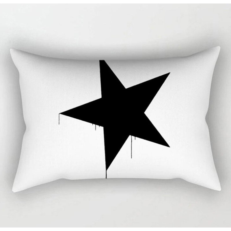 Monochrome Pattern Printed Rectangular Pillow Cover