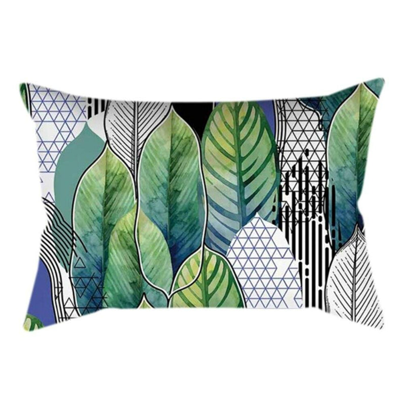 Color Plant Leaf Printed Pillow Cover