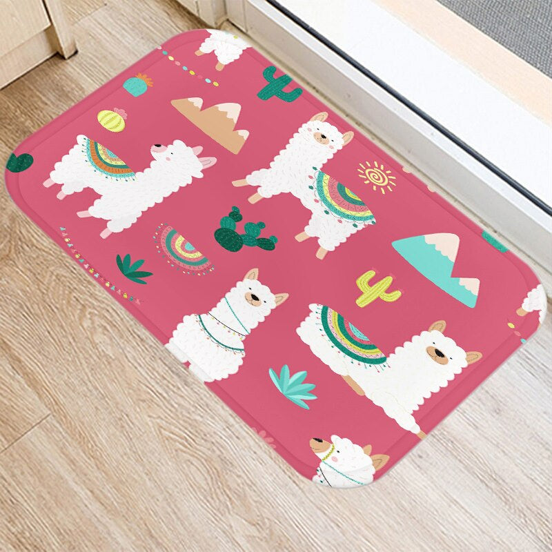 Non-Skid Alpaca Printed Floor Mats