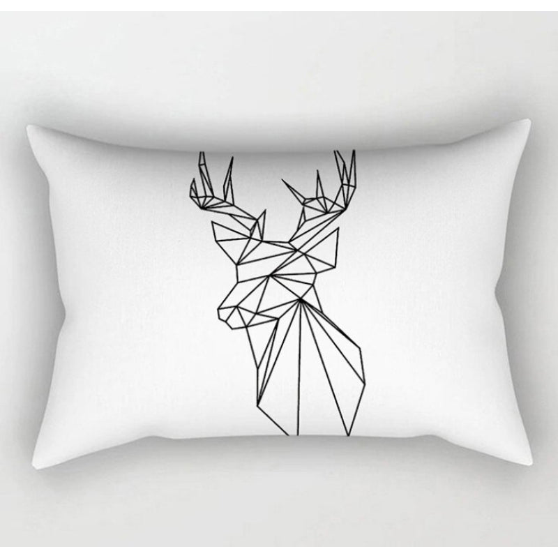 Monochrome Pattern Printed Rectangular Pillow Cover