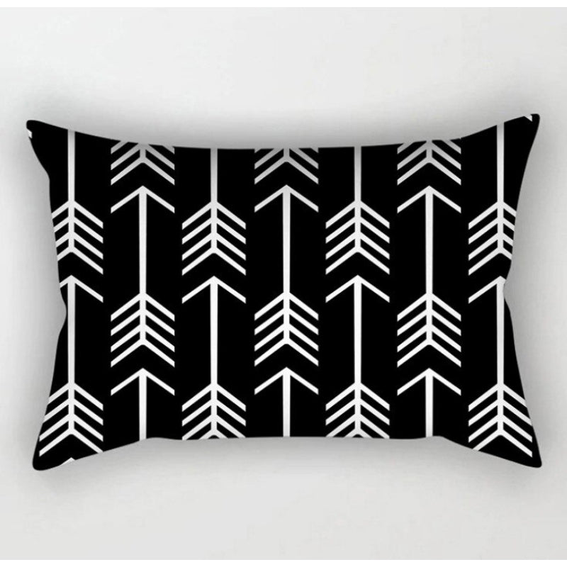 Monochrome Pattern Printed Rectangular Pillow Cover
