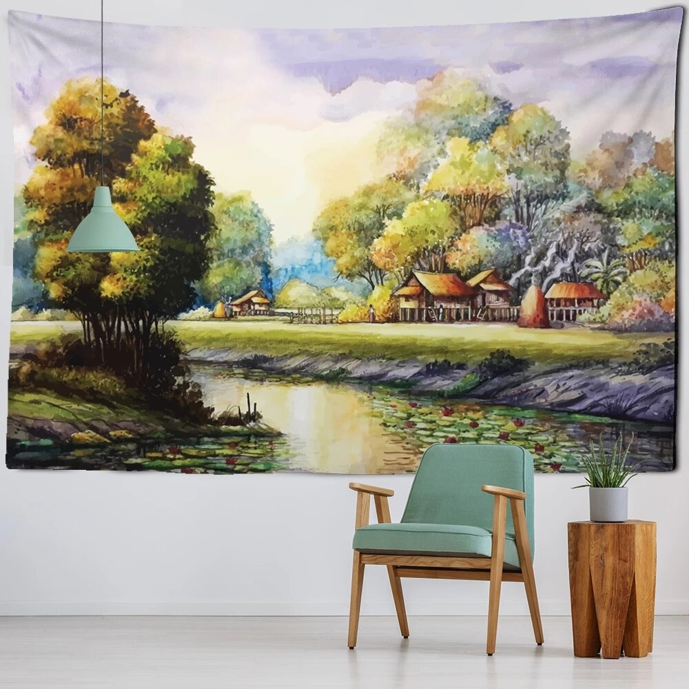 Beautiful Retro Oil Painting Tapestry Wall Hanging Tapis Cloth