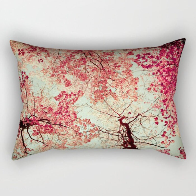 Leaves Printed Rectangular Pillow Cover