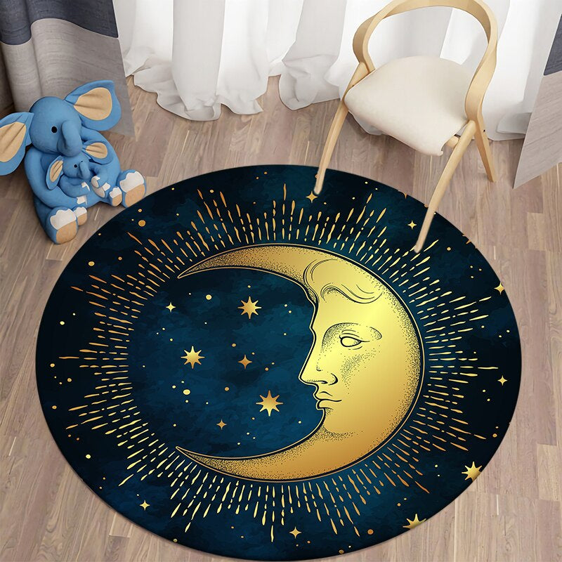 Anti-Slip Sun And Moon Printed Round Mat