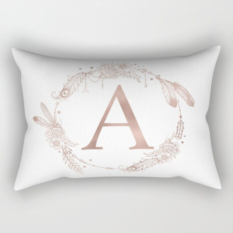 Letter Art Printed Rectangular Pillow Cover