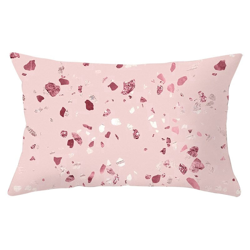Pink Psychedelic Pattern Printed Rectangular Pillow Cover