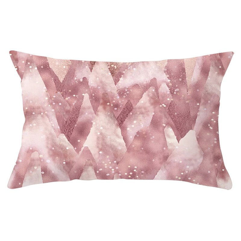 Pink Psychedelic Pattern Printed Rectangular Pillow Cover