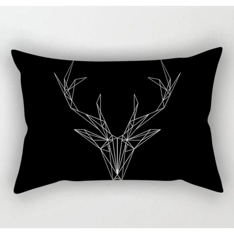 Monochrome Pattern Printed Rectangular Pillow Cover