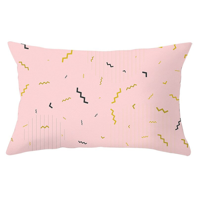 Pink Psychedelic Pattern Printed Rectangular Pillow Cover