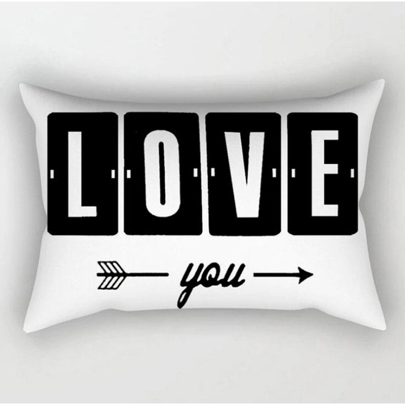 Monochrome Pattern Printed Rectangular Pillow Cover