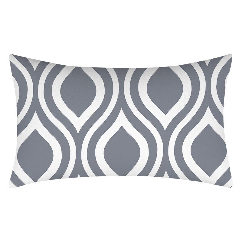Gray Patterned Printed Rectangular Pillow Cover