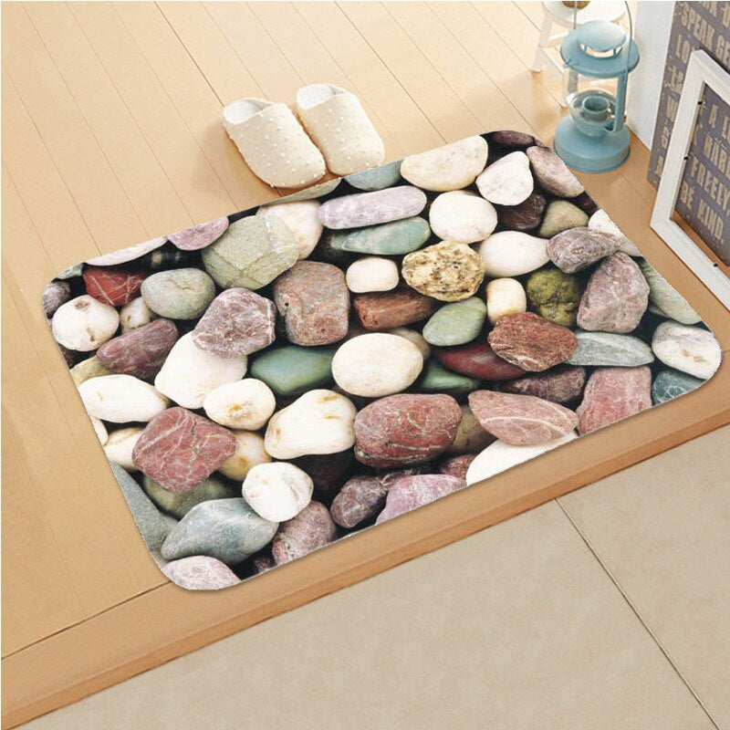 Anti-Skid Stone Pattern Printed Floor Mat