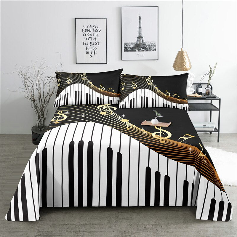 Music Themed Print Bed Flat Bedding Set