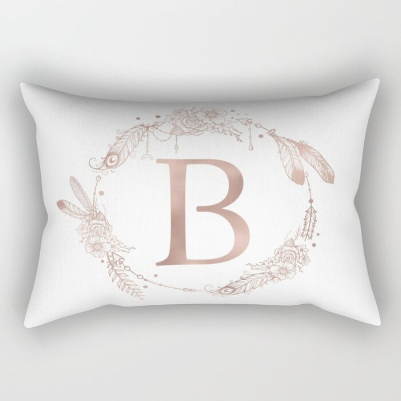 Letter Art Printed Rectangular Pillow Cover