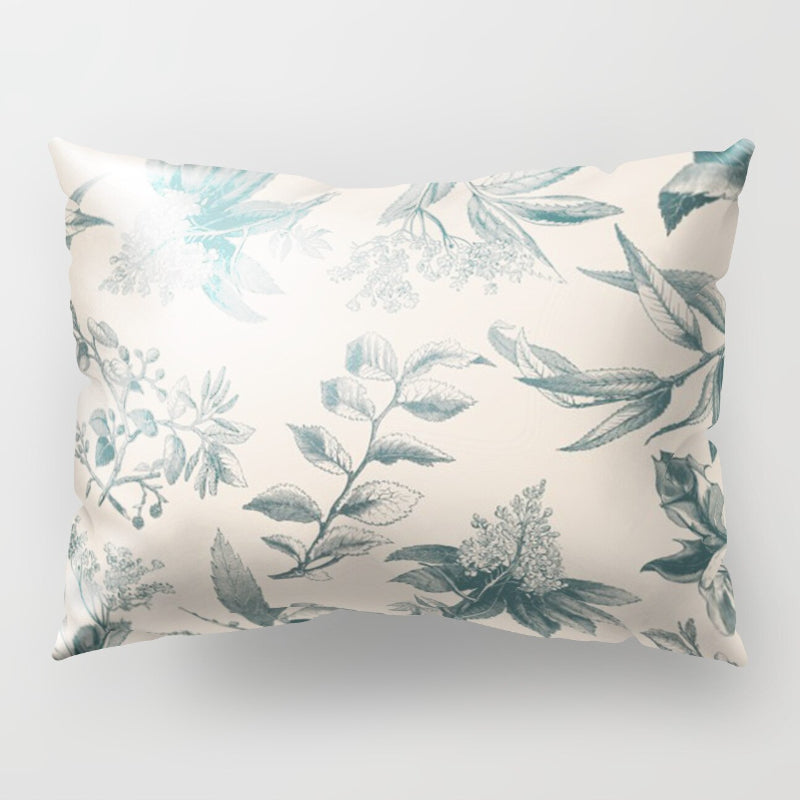 Botanical Leaves Printed Rectangular Pillow Cover