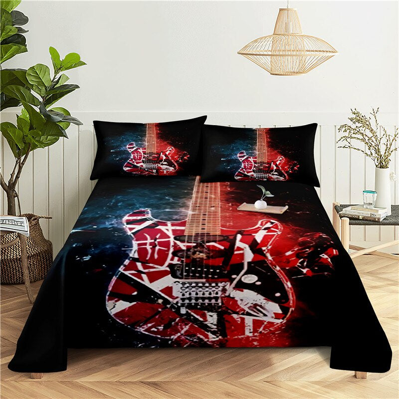 Music Themed Print Bed Flat Bedding Set