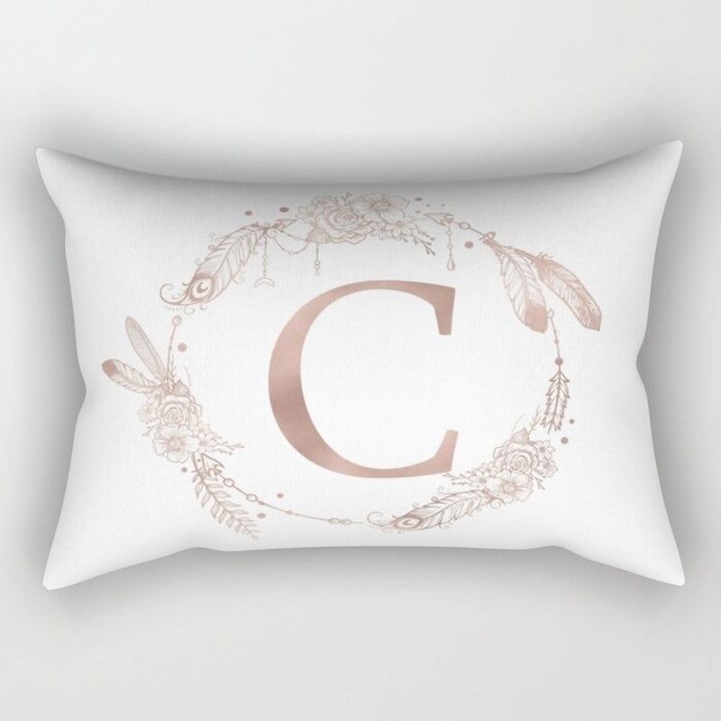 Letter Art Printed Rectangular Pillow Cover
