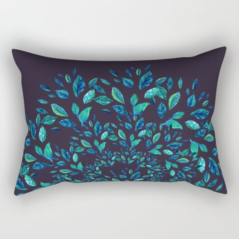 Leaves Printed Rectangular Pillow Cover