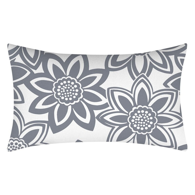 Gray Geometric Pattern Printed Rectangular Pillow Cover