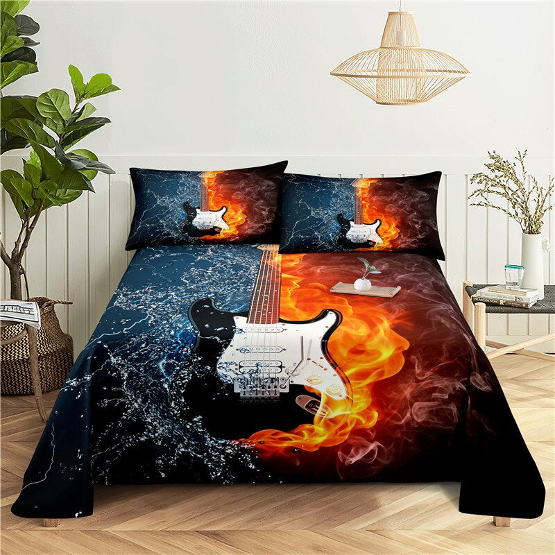 Music Themed Print Bed Flat Bedding Set