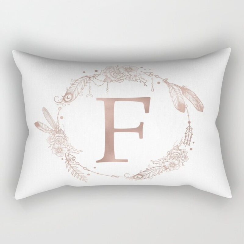 Letter Art Printed Rectangular Pillow Cover