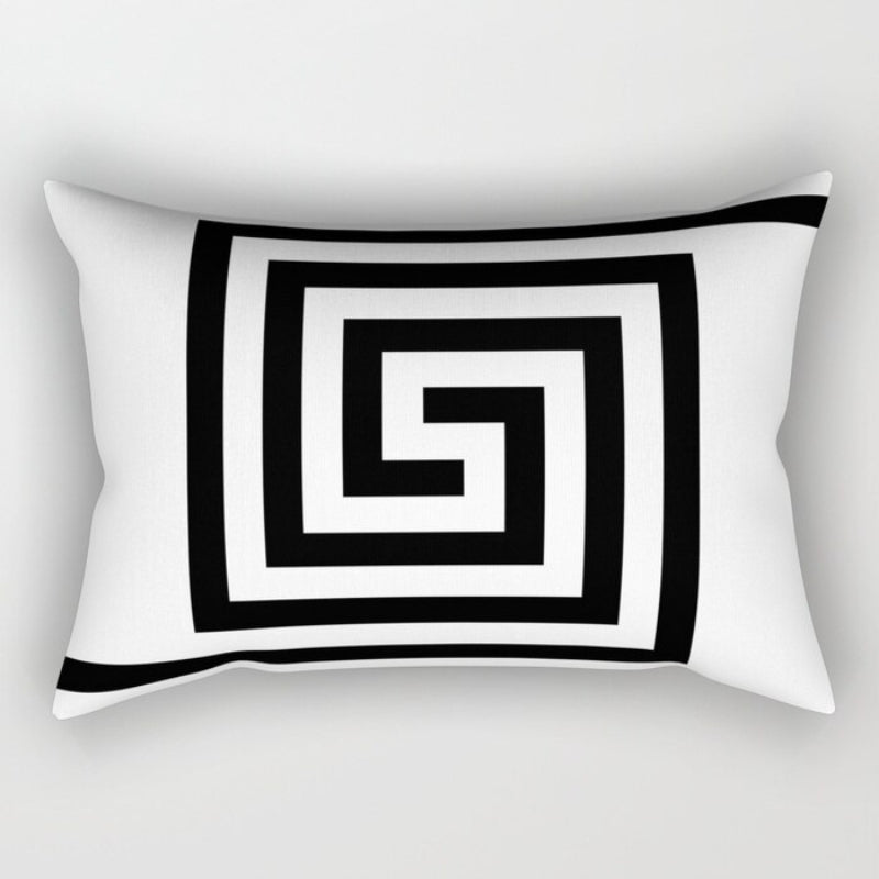 Black And White Printed Rectangular Pillow Cover