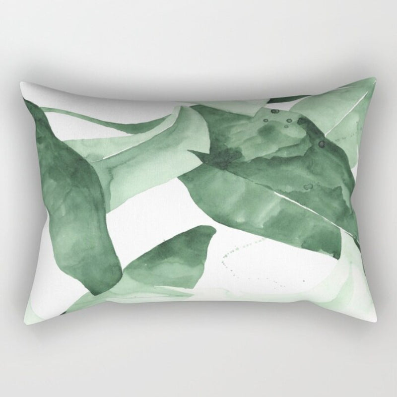 Leaves Printed Rectangular Pillow Cover