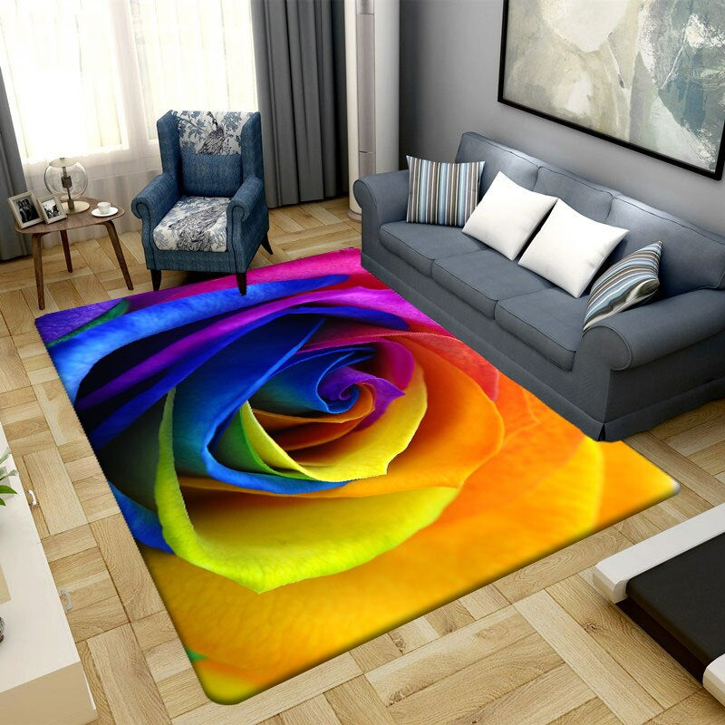 Colorful Rose Patterned Floor Carpet